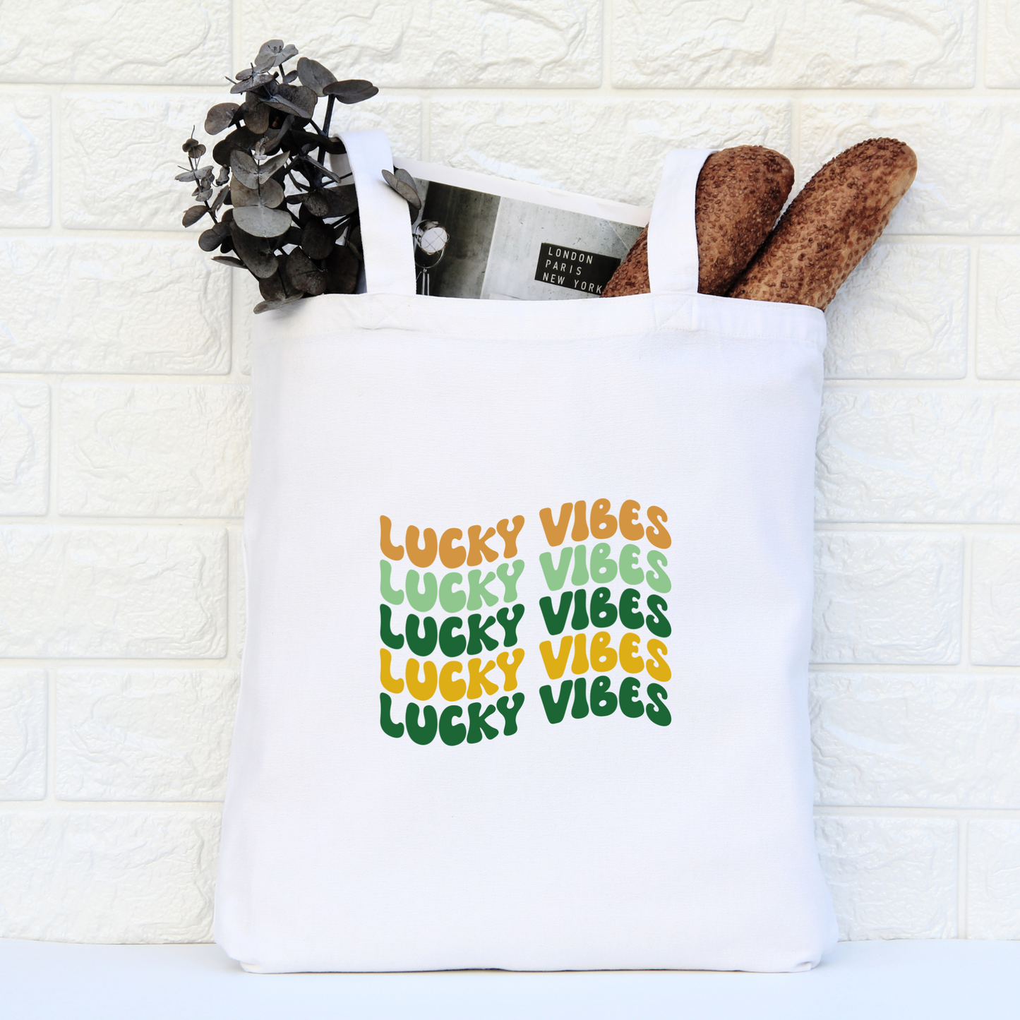 Lucky Vibes Tote Bag, Reusable Tote Bag, St Patricks Day Tote Bag