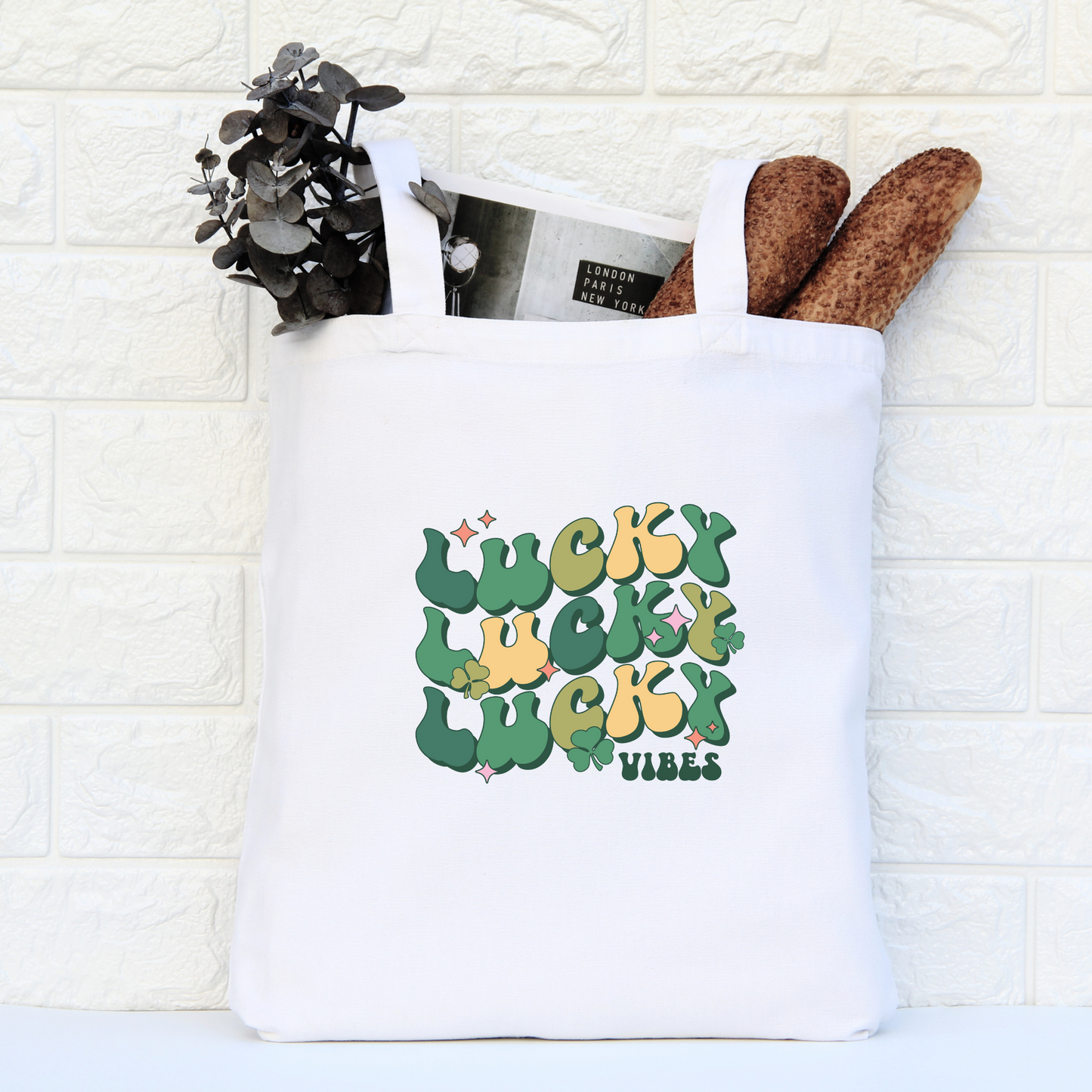 Lucky Vibes Tote Bag, Reusable Tote Bag, St Patricks Day Tote Bag