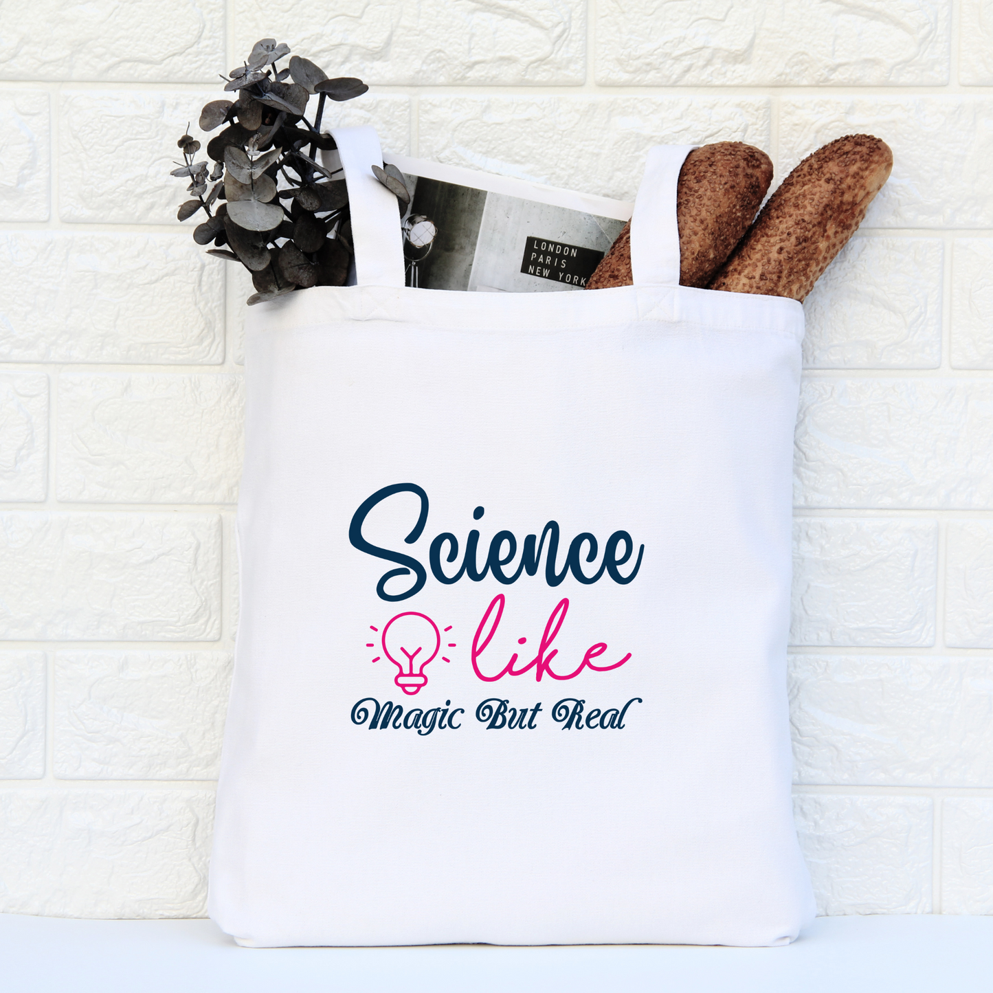 Science Like Magic But Real Tote Bag, Reusable Canvas Tote, Science Tote Bag