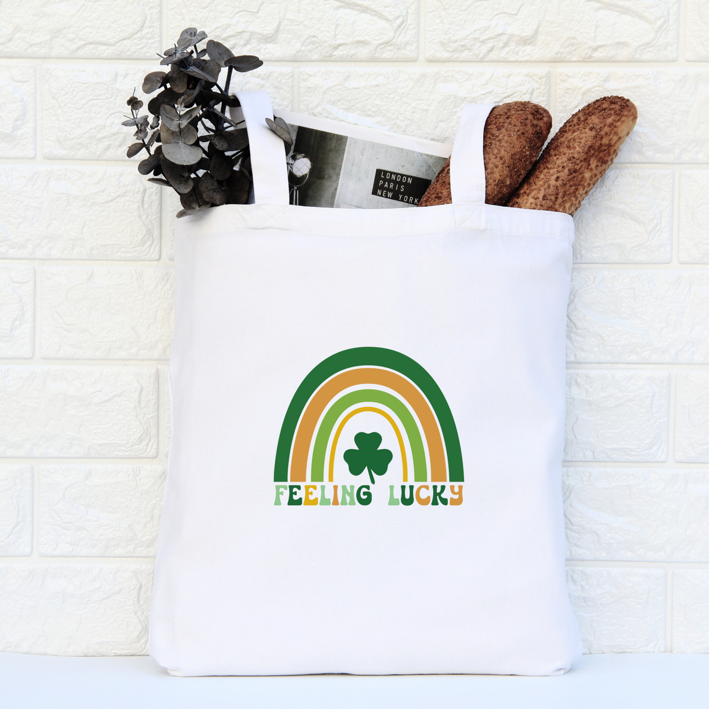 Feeling Lucky Rainbow Tote Bag, Reusable Tote Bag, St Patricks Day Tote Bag