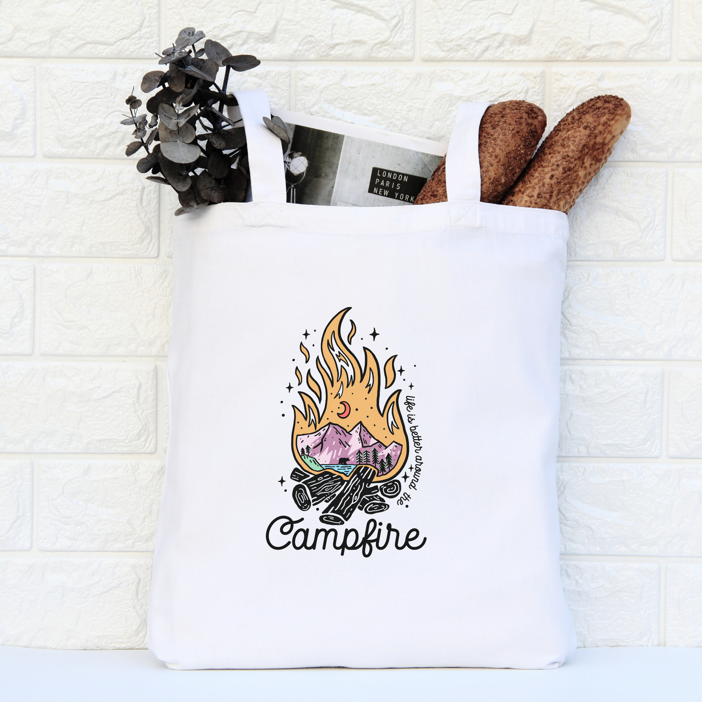 Life Is Better Around The Campfire Tote Bag, Reusable Canvas Tote