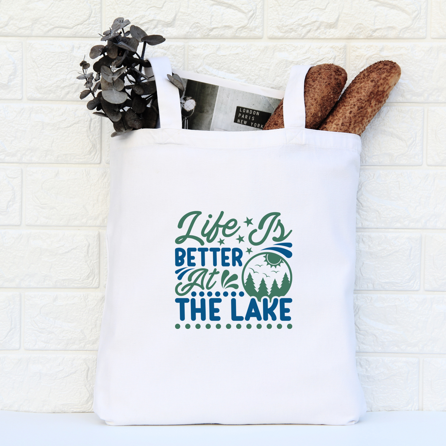 Life Is Better At The Lake Tote Bag, Reusable Canvas Tote