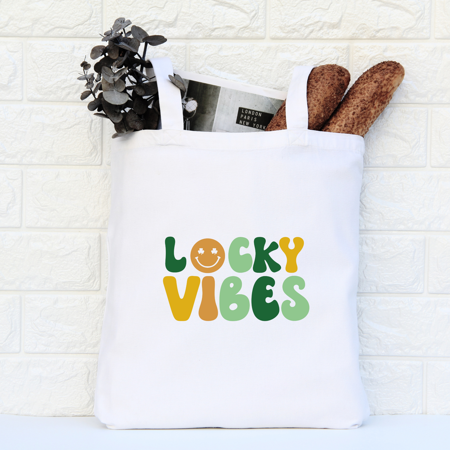 Lucky Vibes Tote Bag, Reusable Tote Bag, St Patricks Day Tote Bag