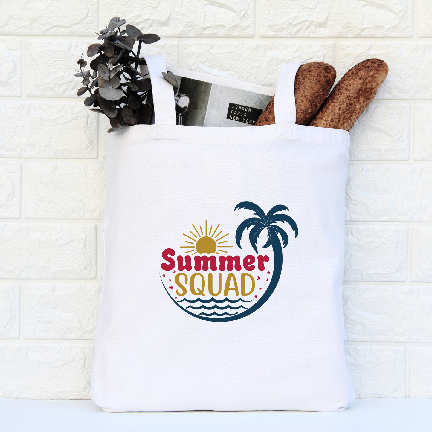 Summer Squad Tote Bag, Reusable Canvas Tote