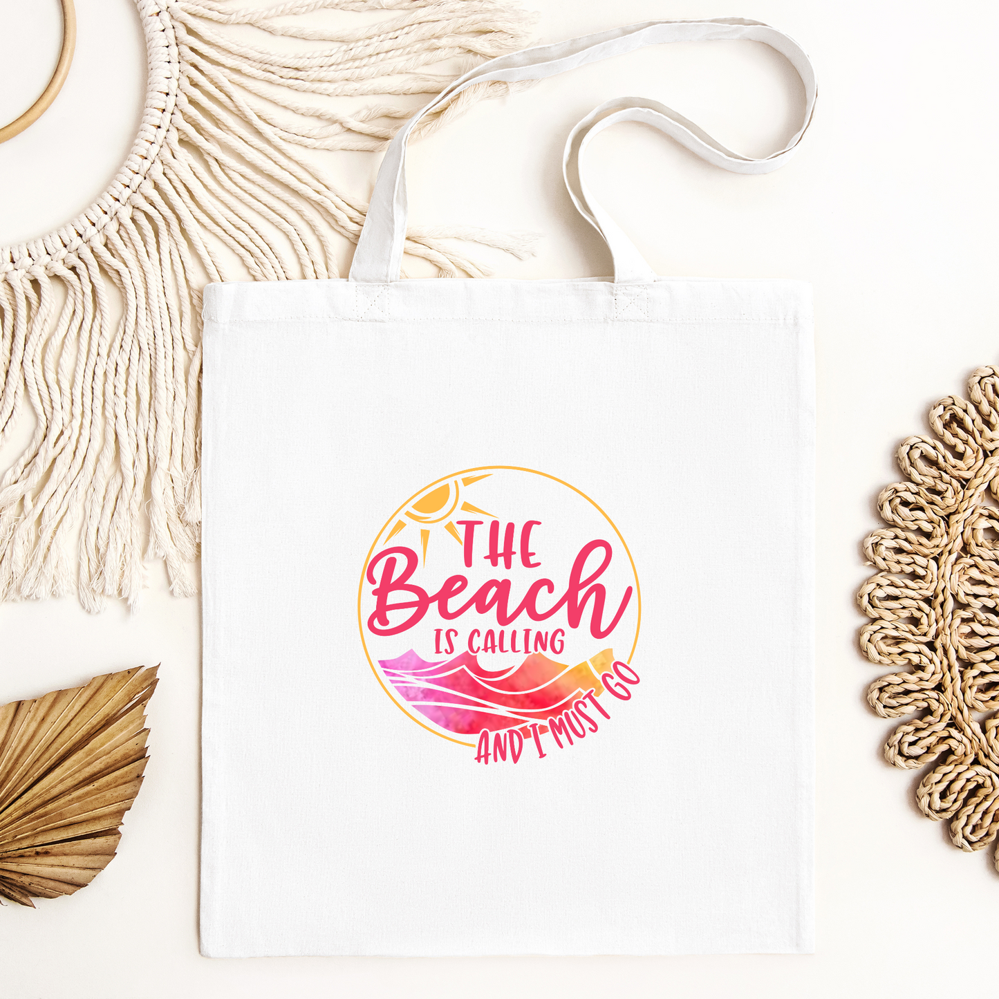 The Beach Is Calling And I Must Go Canvas Tote Bag, Reusable Canvas Tote, Beach Tote Bag, Ocean Tote Bag