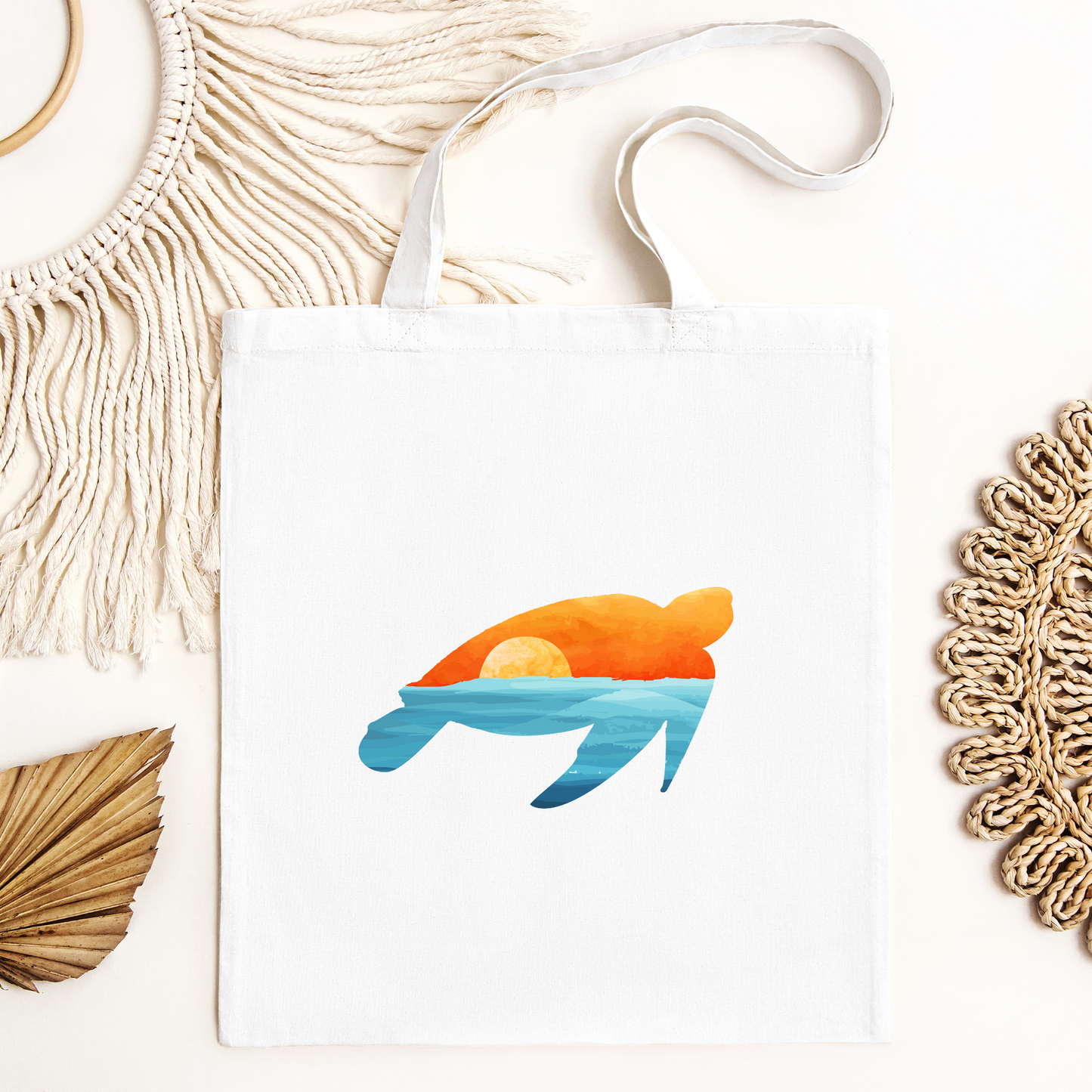 Sunset Sea Turtle Tote Bag, Reusable Tote Bag, Beach Tote Bag