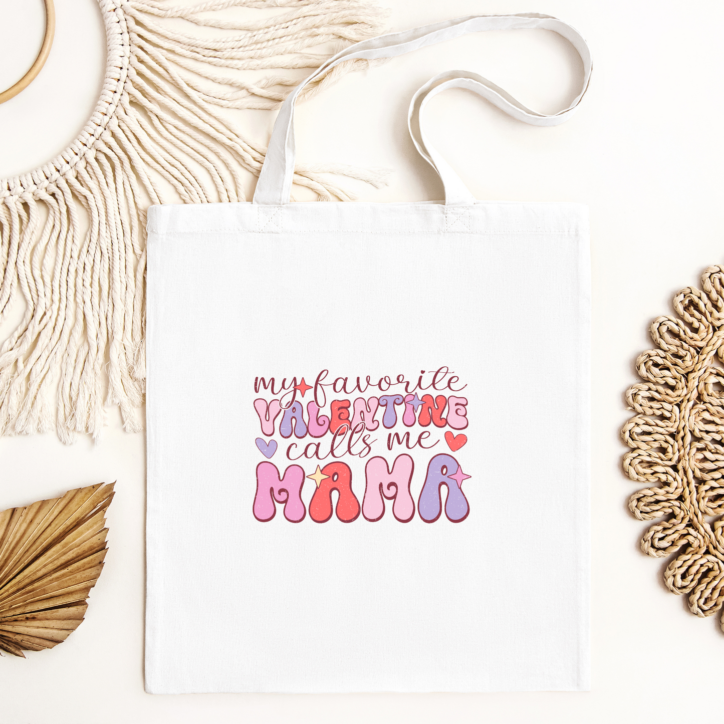 My Favorite Valentine Call Me Mama Tote Bag, Reusable Tote Bag, Valentines Day Tote Bag