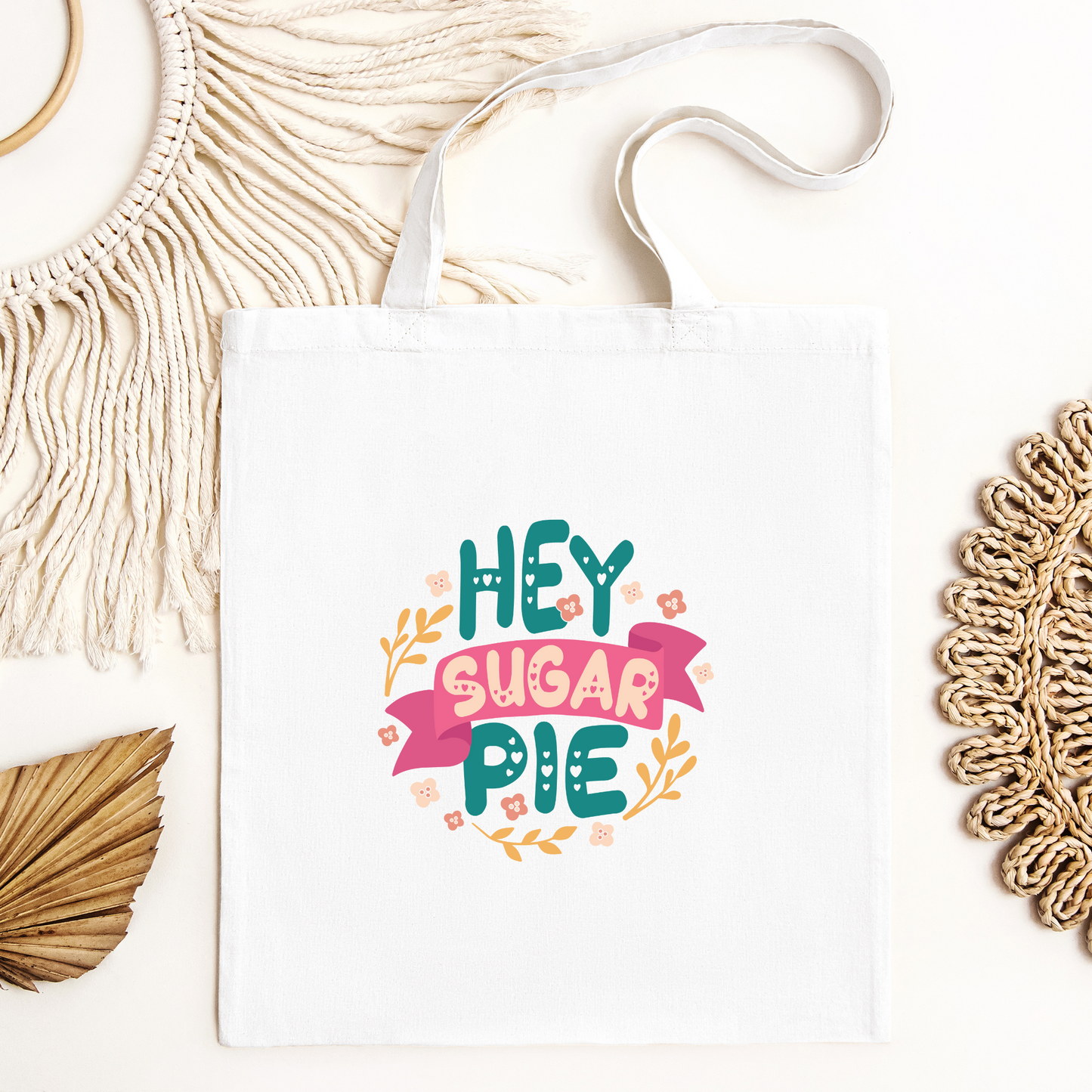 Hey Sugar Pie Tote Bag, Reusable Canvas Tote