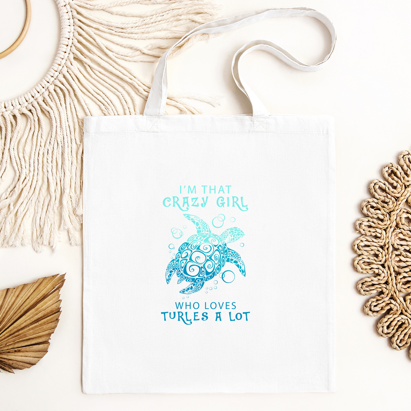 Im That Crazy Girl Who Loves Sea Turtles A Lot Tote Bag, Sea Turtle Tote Bag, Reusable Tote Bag, Ocean Tote Bag