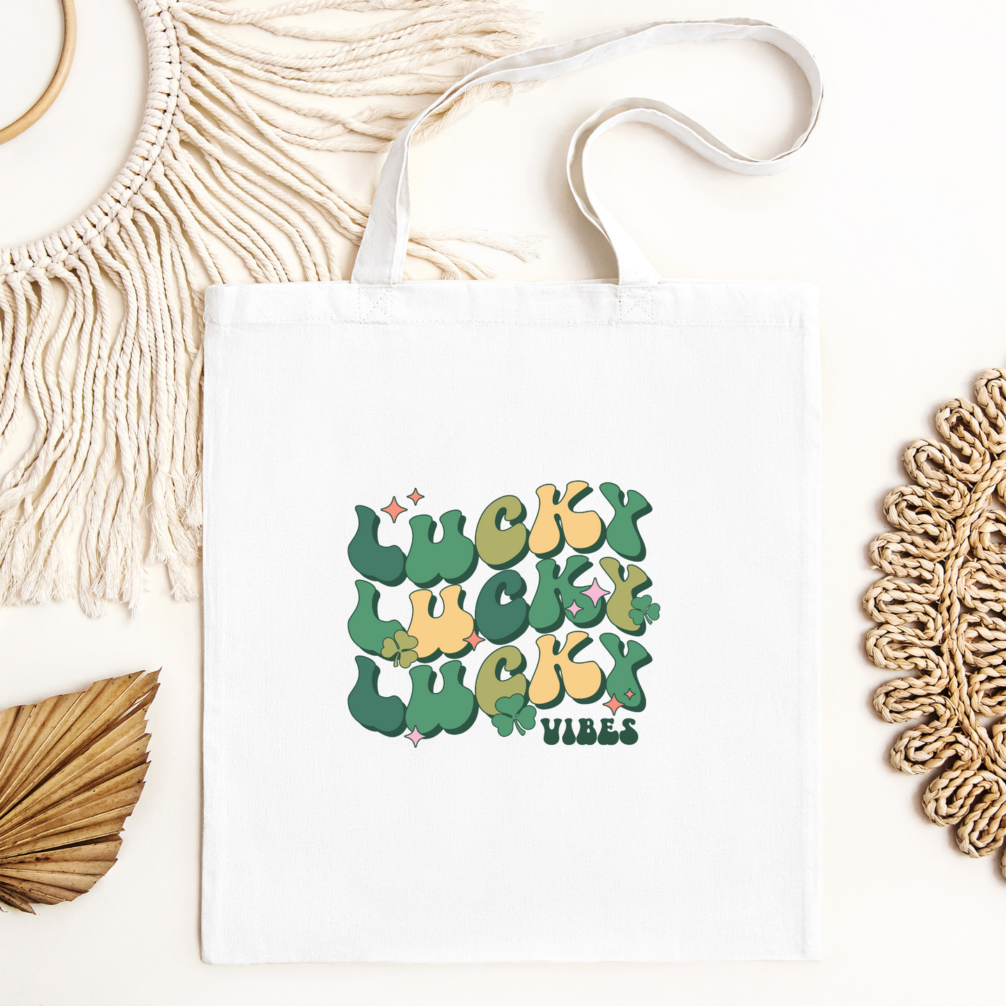 Lucky Vibes Tote Bag, Reusable Tote Bag, St Patricks Day Tote Bag