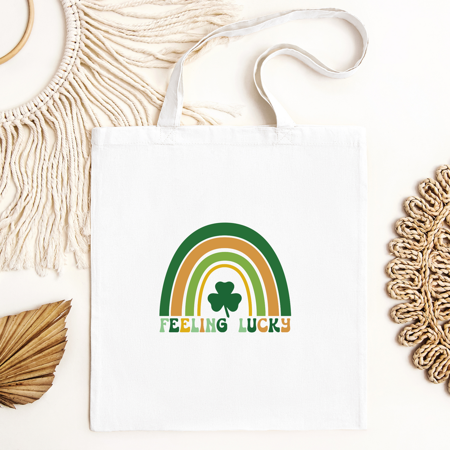 Feeling Lucky Rainbow Tote Bag, Reusable Tote Bag, St Patricks Day Tote Bag