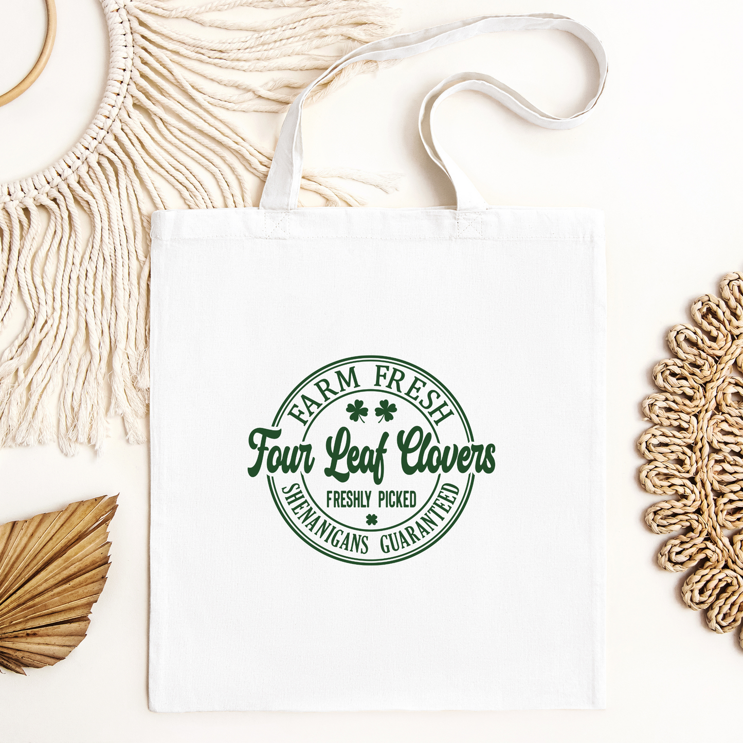 Farm Fresh Four Leaf Clovers Tote Bag, Reusable Tote Bag, St Patricks Day Tote Bag