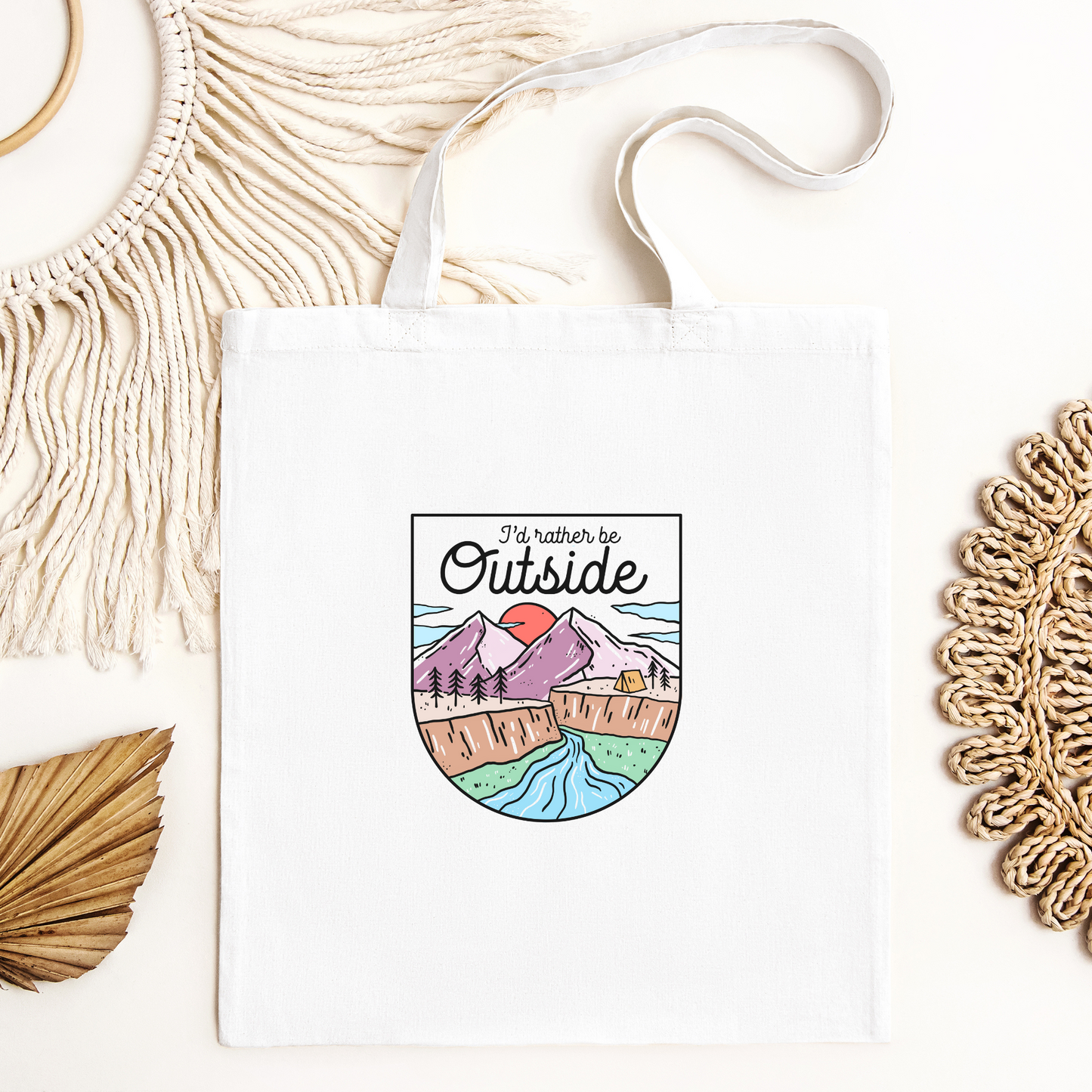 I'd Rather Be Outside Tote Bag, Reusable Canvas Tote