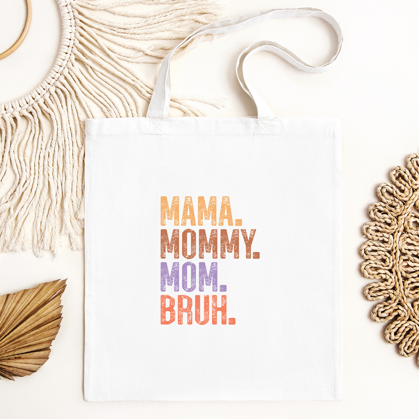 Mama Mommy Mom Bruh Tote Bag, Reusable Canvas Tote