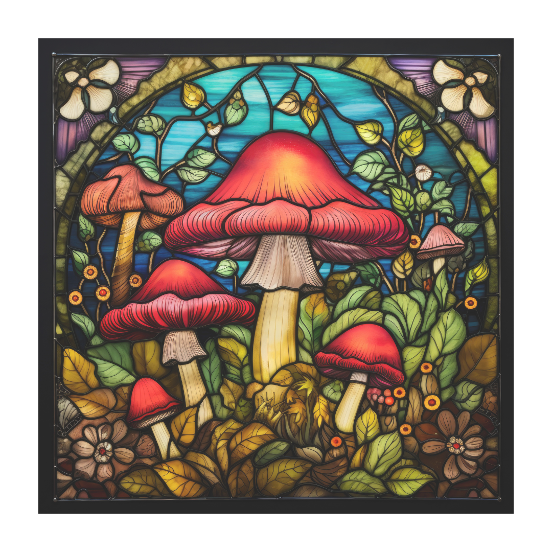 Mushroom Stained Glass Window Cling