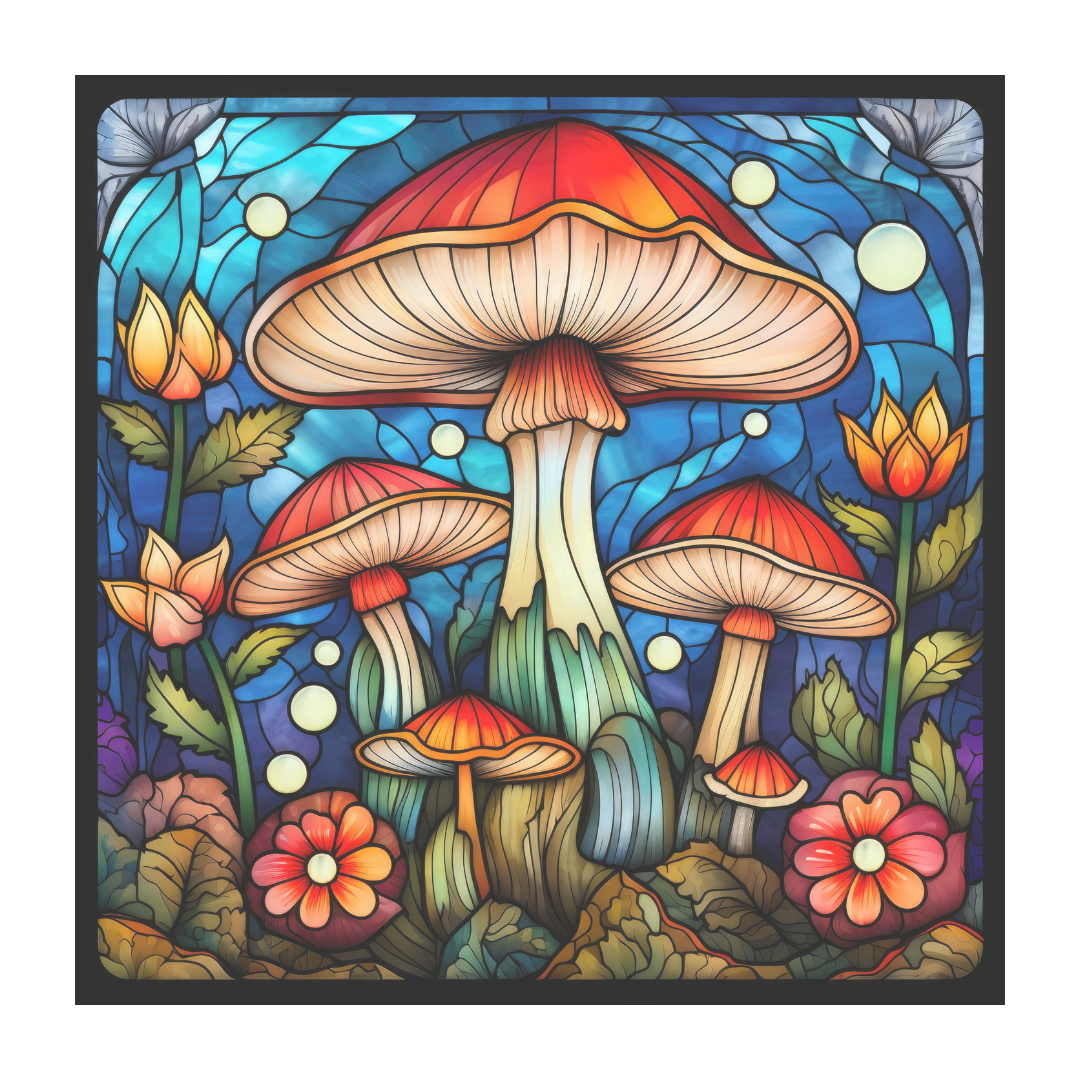 Mushroom Stained Glass Window Cling