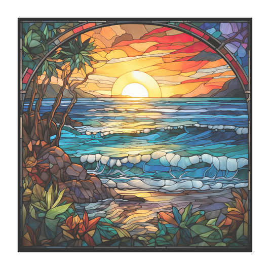Ocean Beach Stained Glass Window Cling