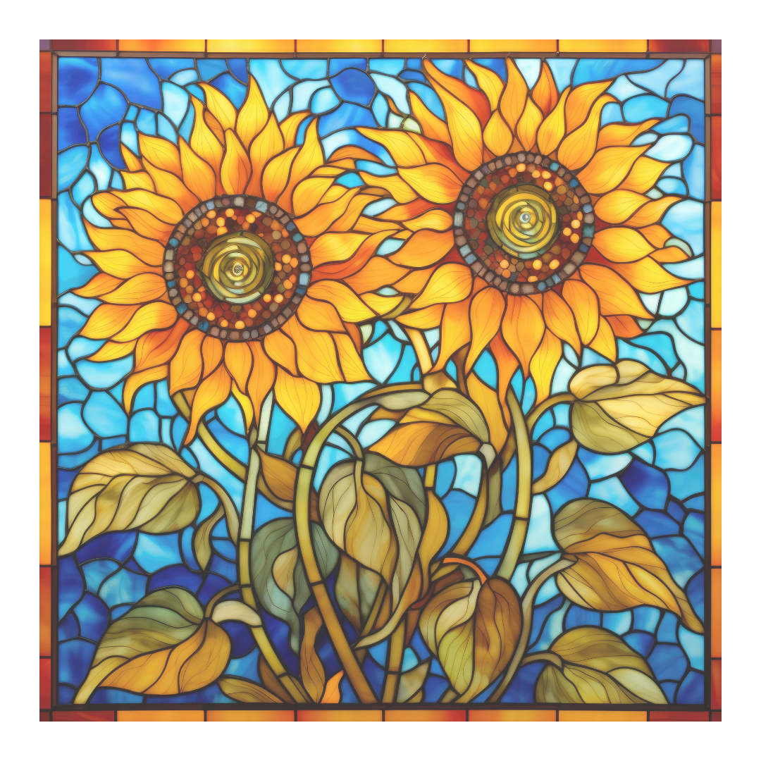 Sunflower Stained Glass Window Cling