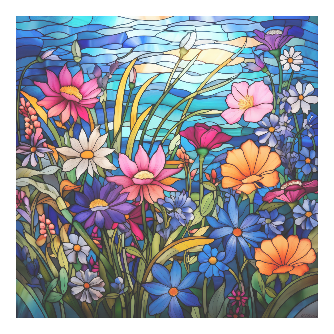 Wildflower Stained Glass Window Cling