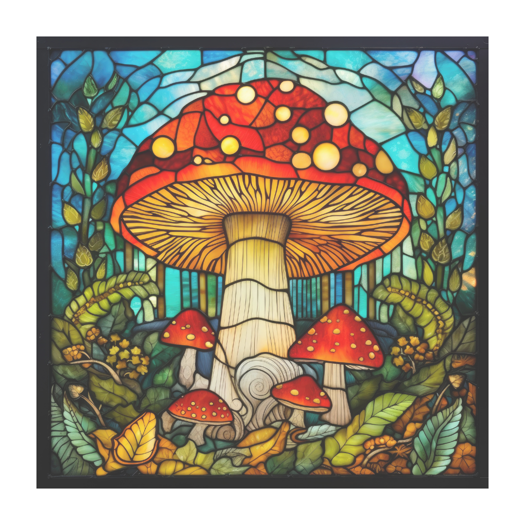 Mushroom Stained Glass Window Cling