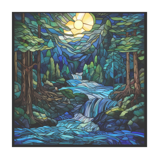 Forest Night Stained Glass Window Cling
