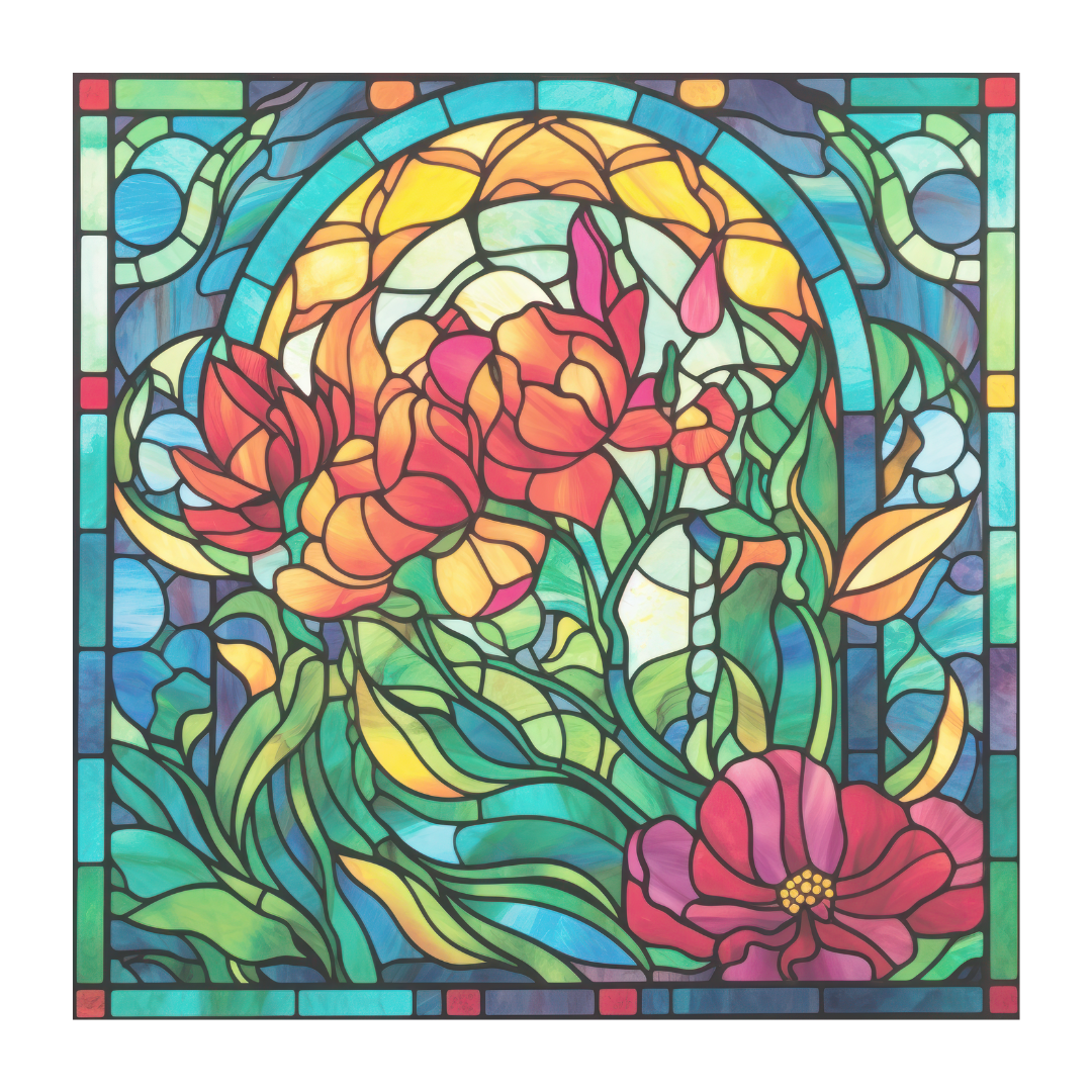 Flower Stained Glass Window Cling