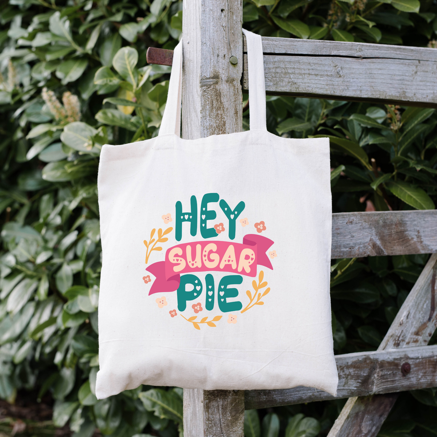 Hey Sugar Pie Tote Bag, Reusable Canvas Tote