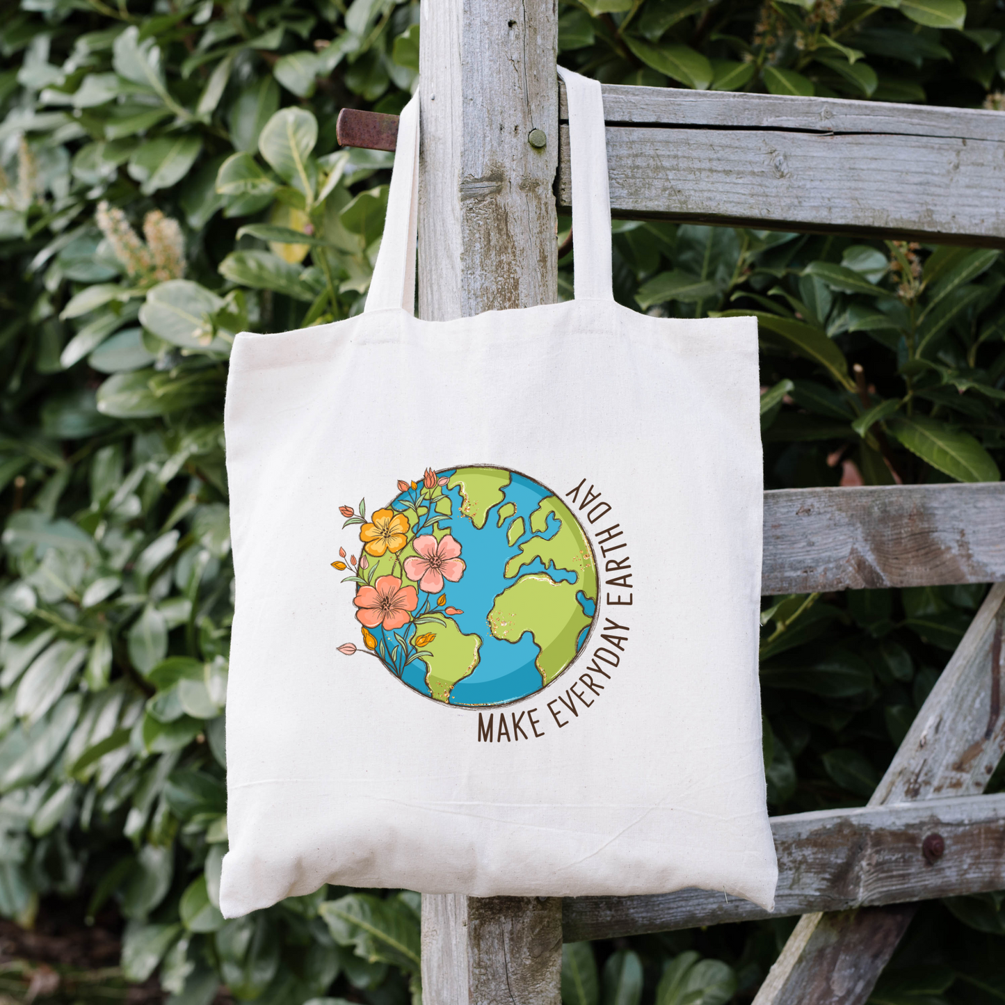 Make Every Day Earth Day Tote Bag, Reusable Canvas Tote