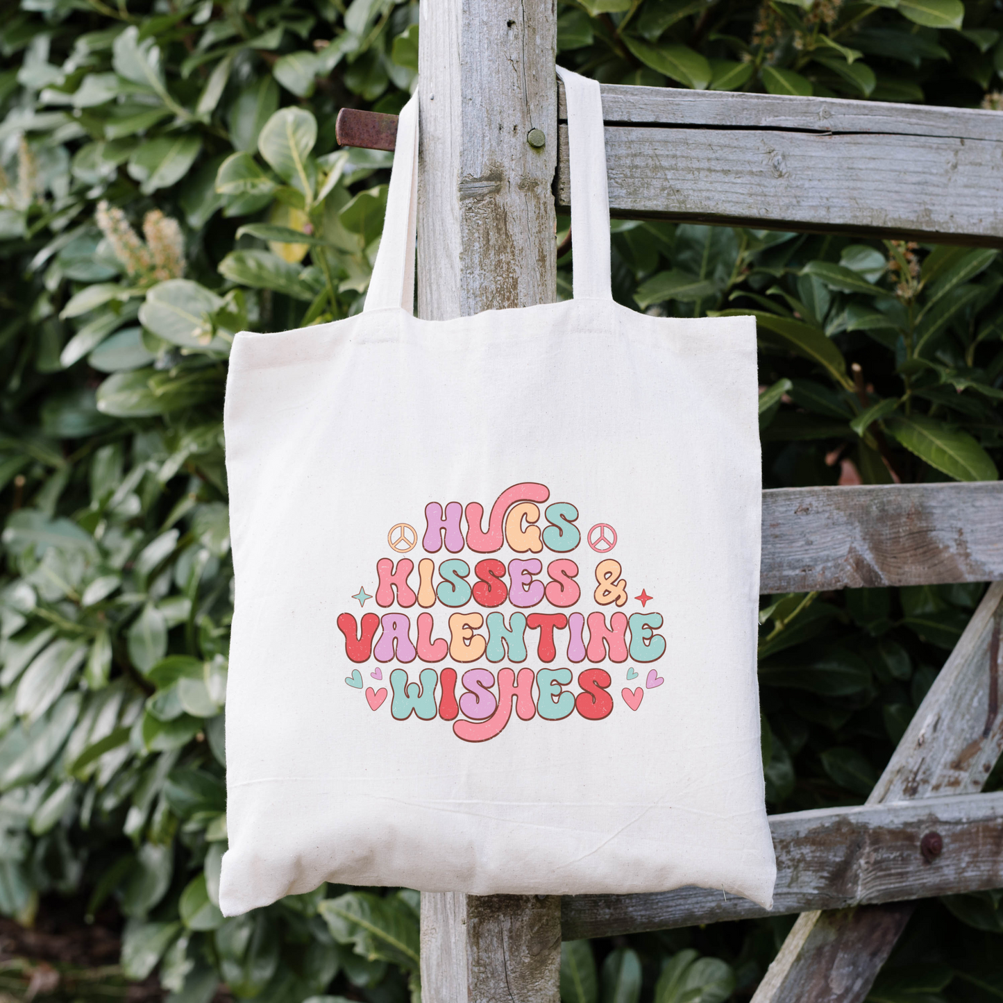 Hugs Kisses And Valentine Wishes Tote Bag, Reusable Tote Bag, Valentines Day Tote Bag