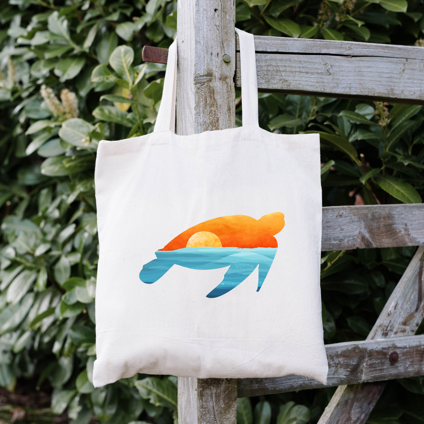 Sunset Sea Turtle Tote Bag, Reusable Tote Bag, Beach Tote Bag