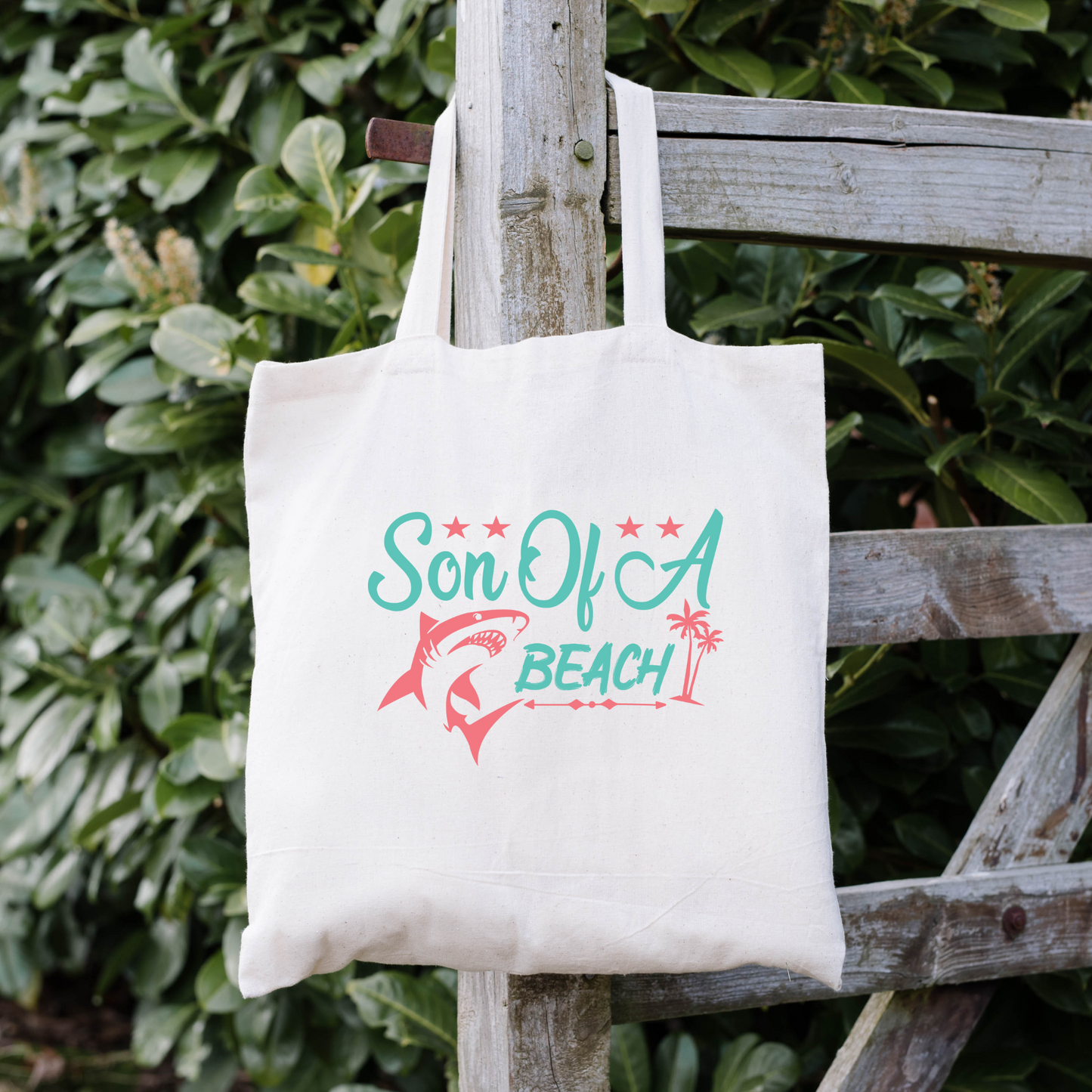 Son Of A Beach Tote Bag, Reusable Canvas Tote, Shark Tote Bag, Beach Tote Bag