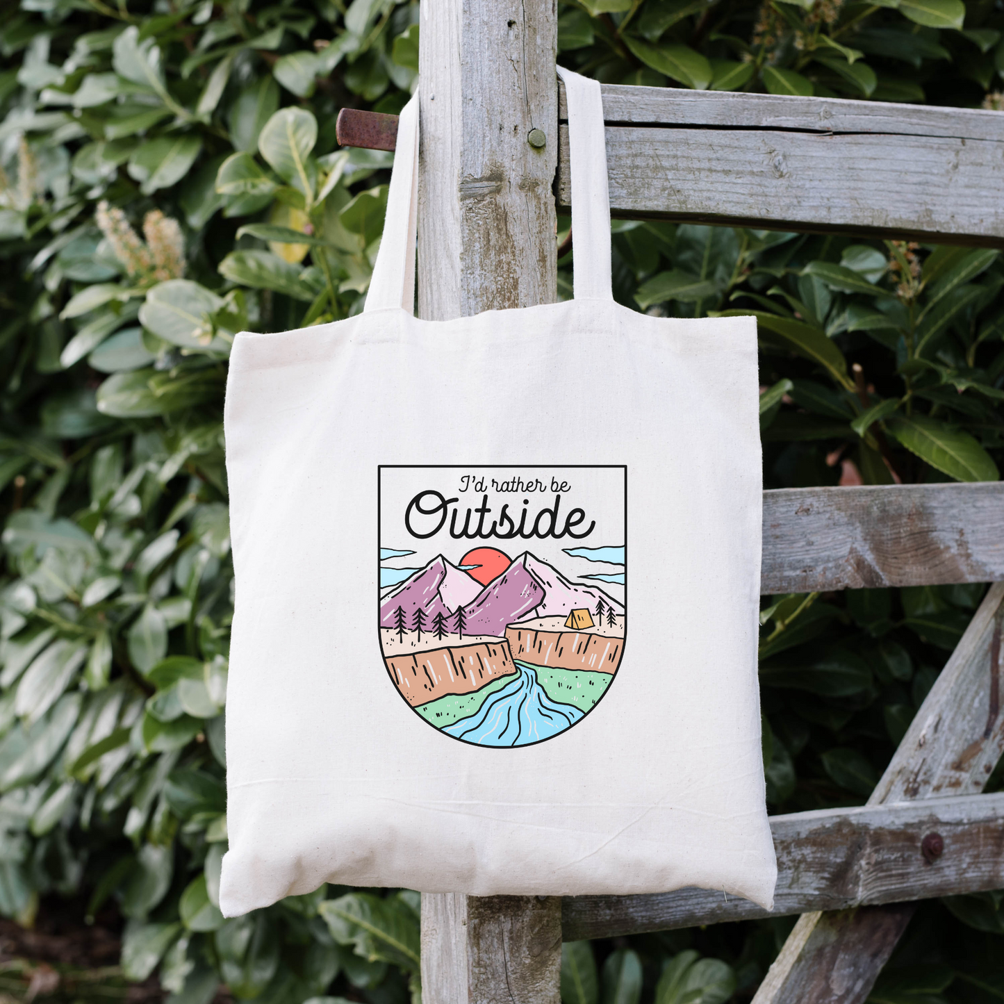 I'd Rather Be Outside Tote Bag, Reusable Canvas Tote