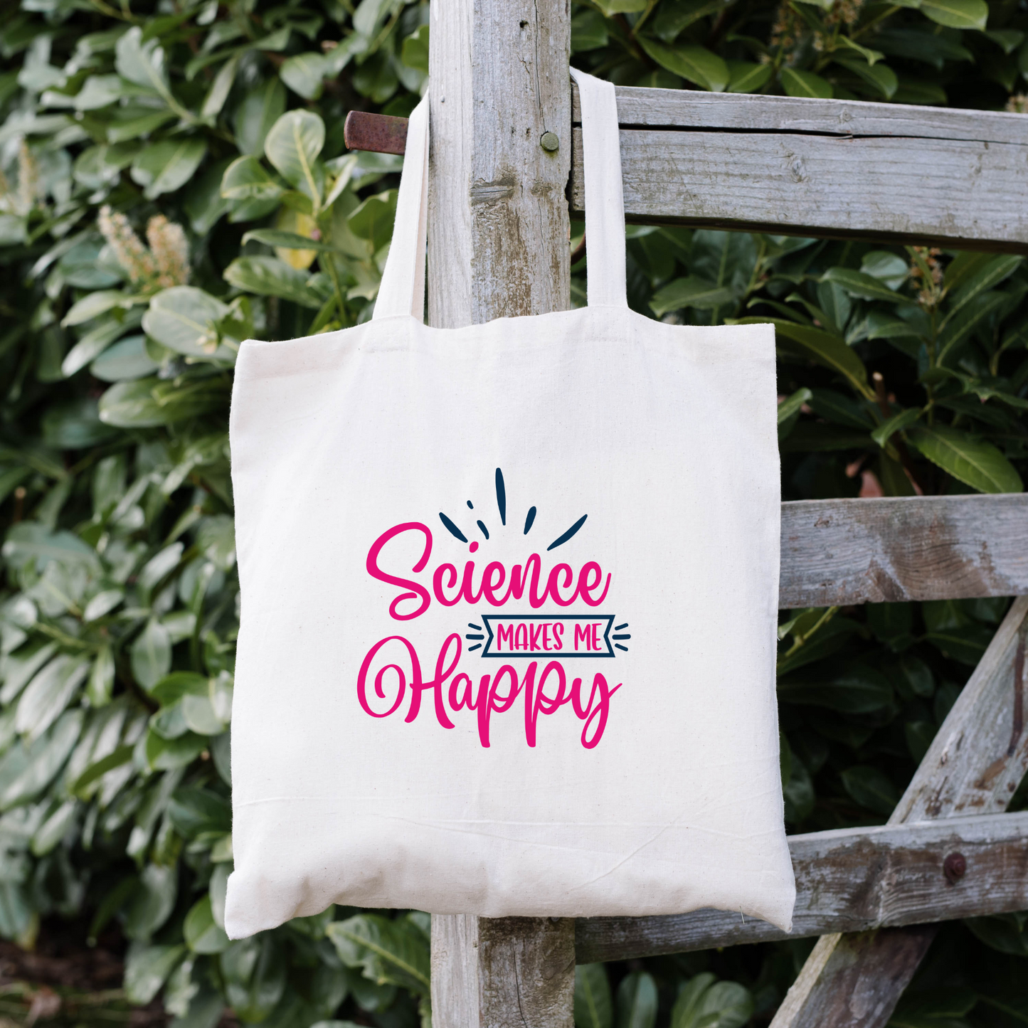 Science Makes Me Happy Tote Bag, Reusable Canvas Tote