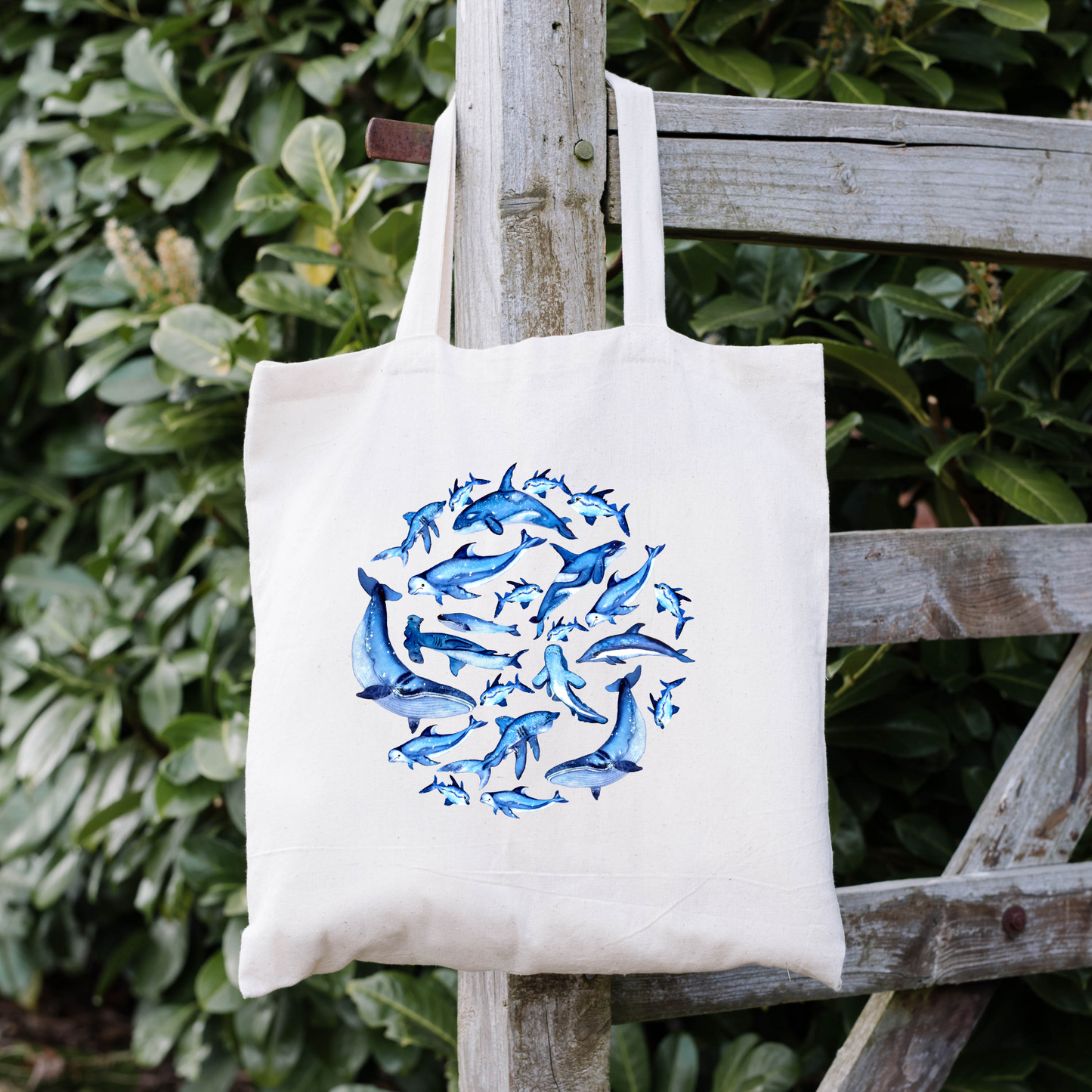 Whales And Sharks Tote Bag, Reusable Tote Bag, Beach Tote Bag