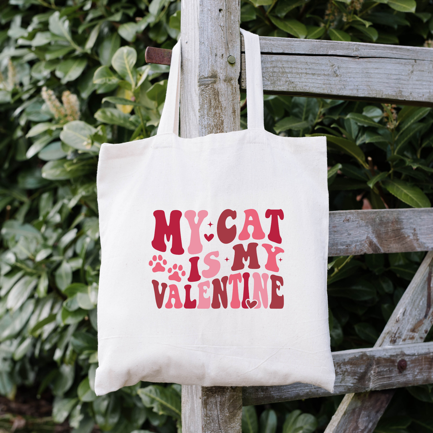 My Cat Is My Valentine Tote Bag, Reusable Tote Bag, Valentines Day Tote Bag