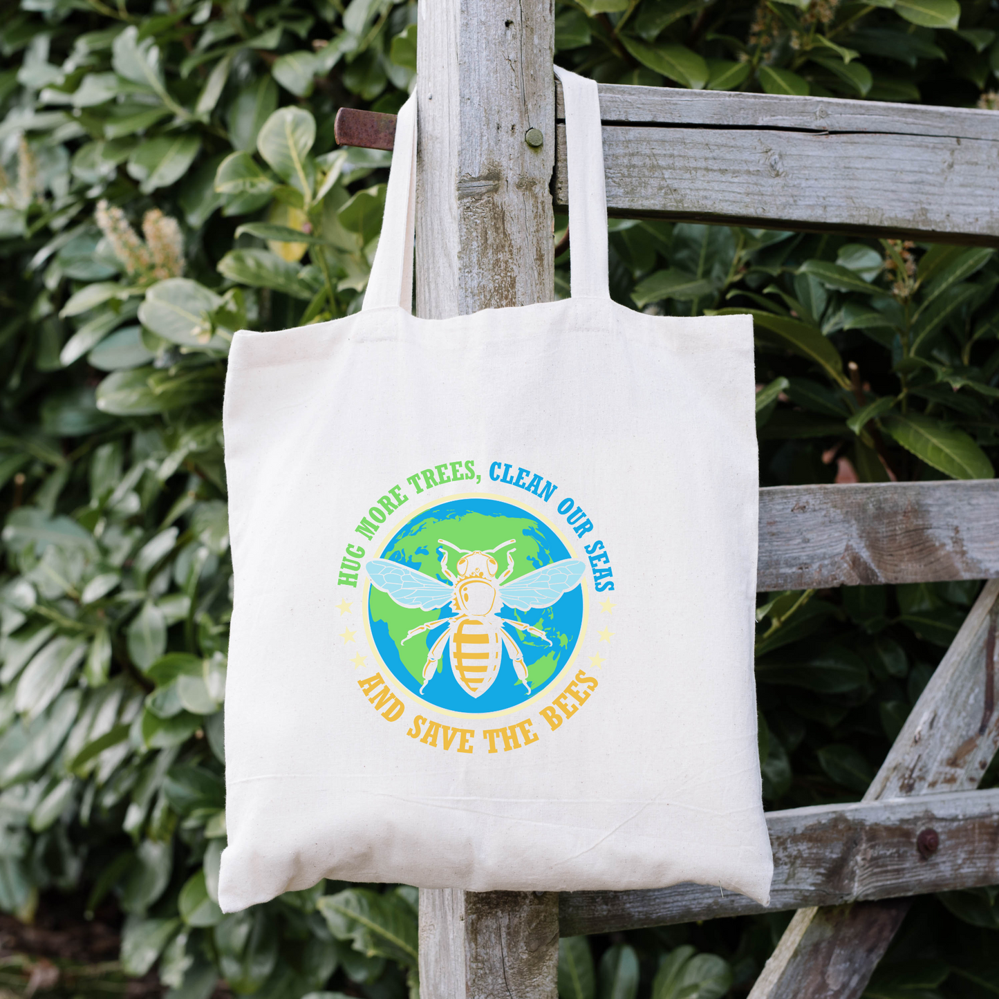 Hug More Trees, Clean Our Seas, And Save The Bees Tote Bag, Conservation Tote Bag, Reusable Tote Bag, Environmental Tote Bag