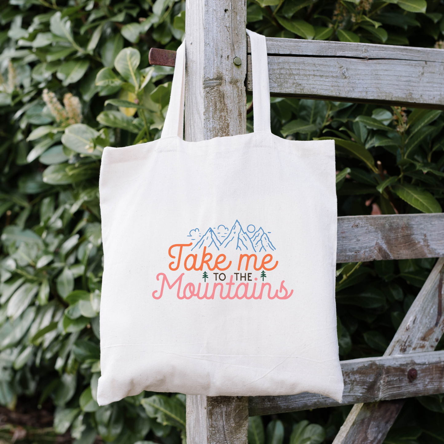 Take Me To The Mountains Tote Bag, Reusable Canvas Tote, Outdoors Tote Bag