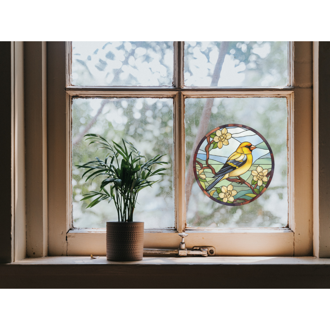 American Gold Finch Stained Glass Window Cling