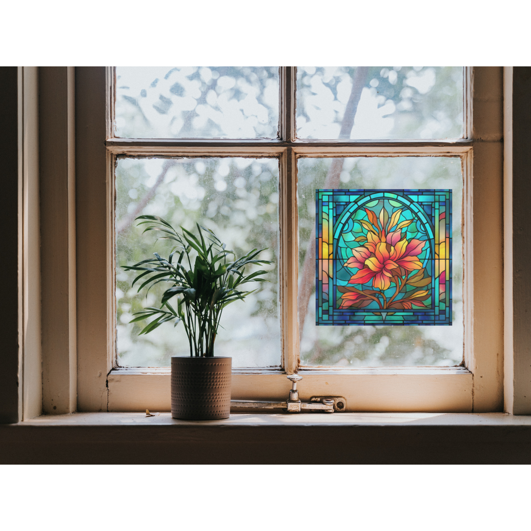 Flower Stained Glass Window Cling