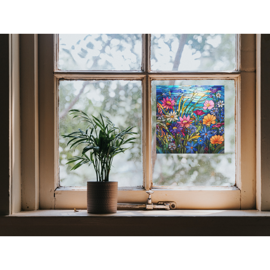 Wildflower Stained Glass Window Cling