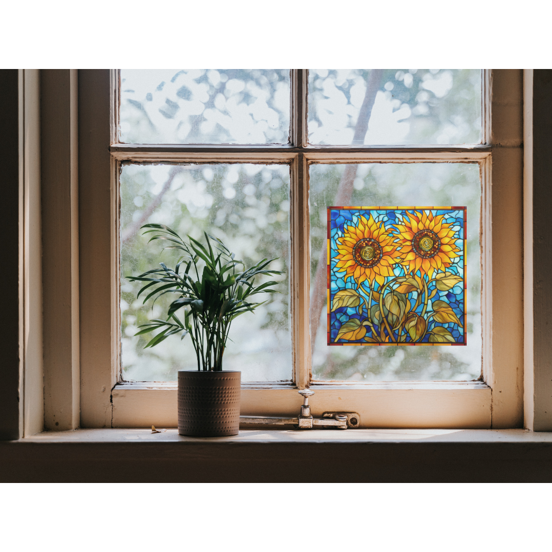 Sunflower Stained Glass Window Cling