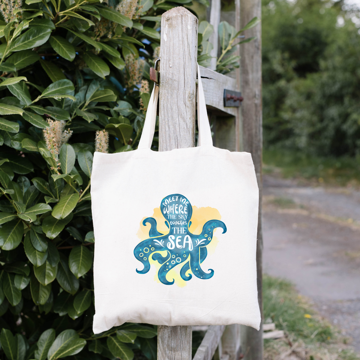 Meet Me Where The Sky Touches The Sea Tote Bag, Ocean Tote Bag, Reusable Tote Bag, Octopus Tote Bag