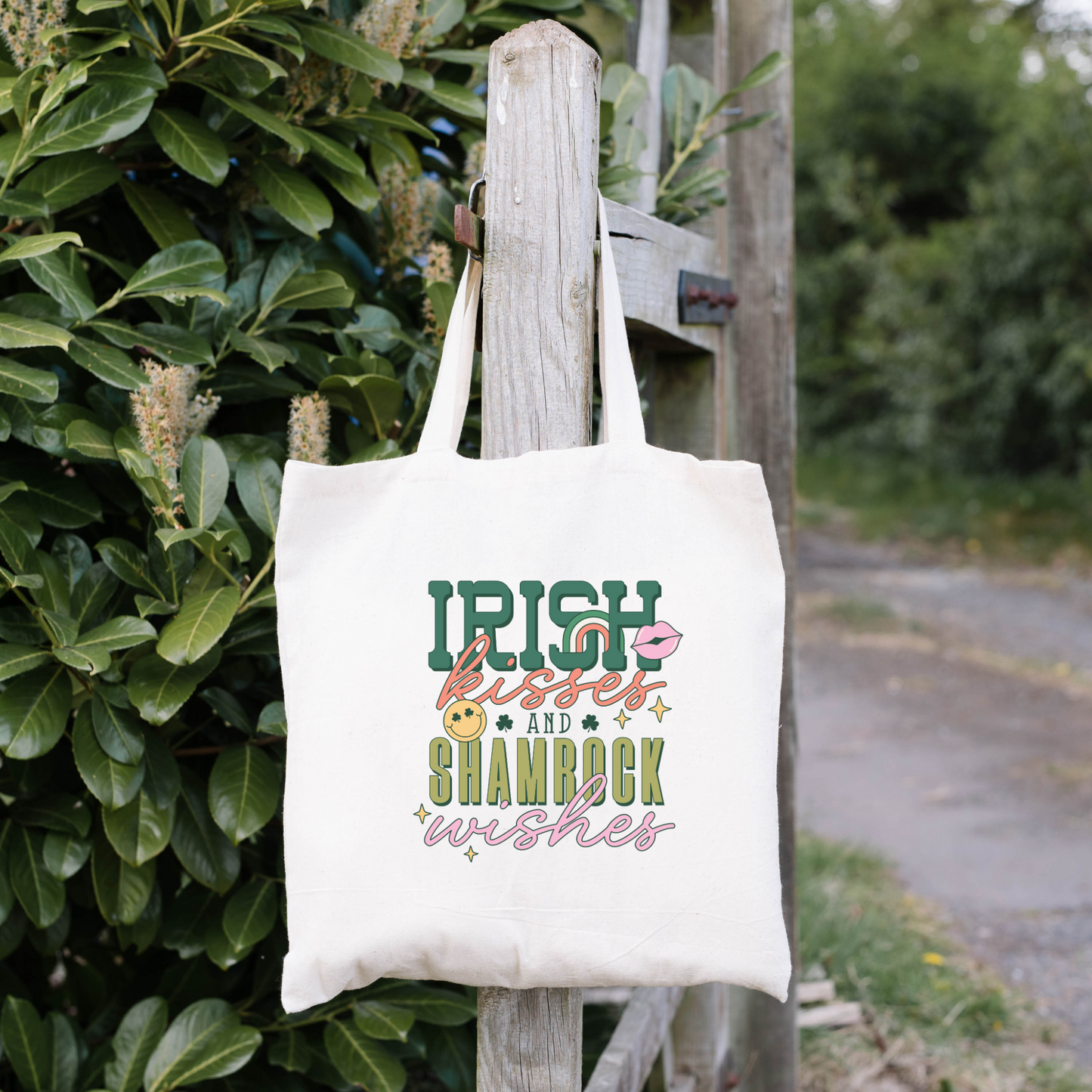 Irish Kisses And Shamrock Wishes Tote Bag, Reusable Tote Bag, St Patricks Day Tote Bag