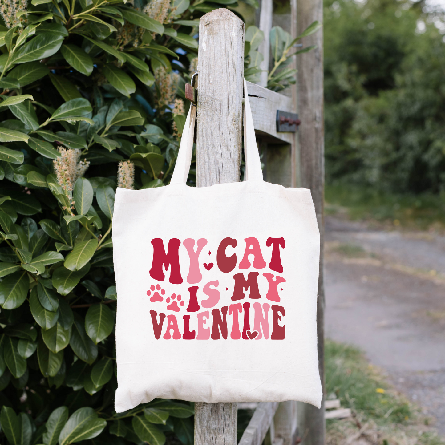 My Cat Is My Valentine Tote Bag, Reusable Tote Bag, Valentines Day Tote Bag