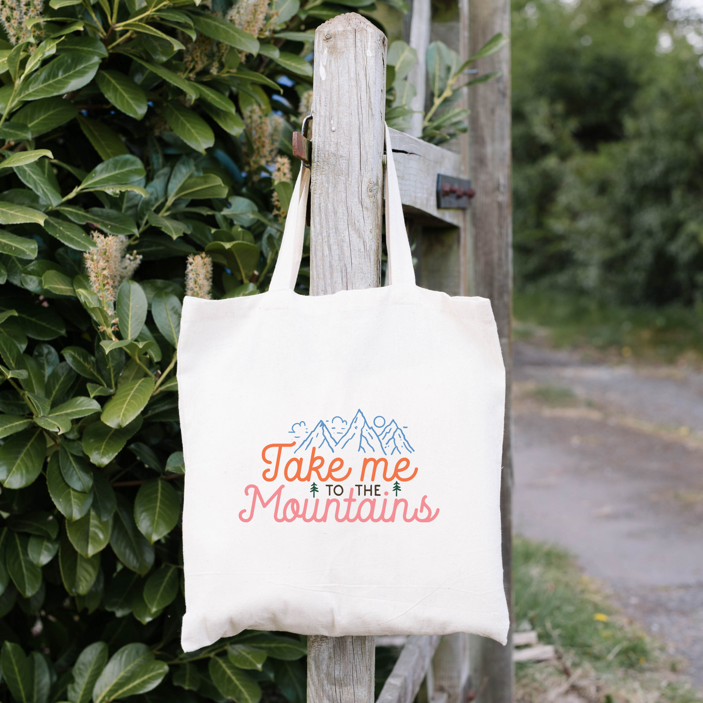 Take Me To The Mountains Tote Bag, Reusable Canvas Tote, Outdoors Tote Bag