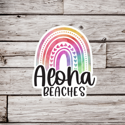 Aloha Beaches Rainbow Sticker or Magnet