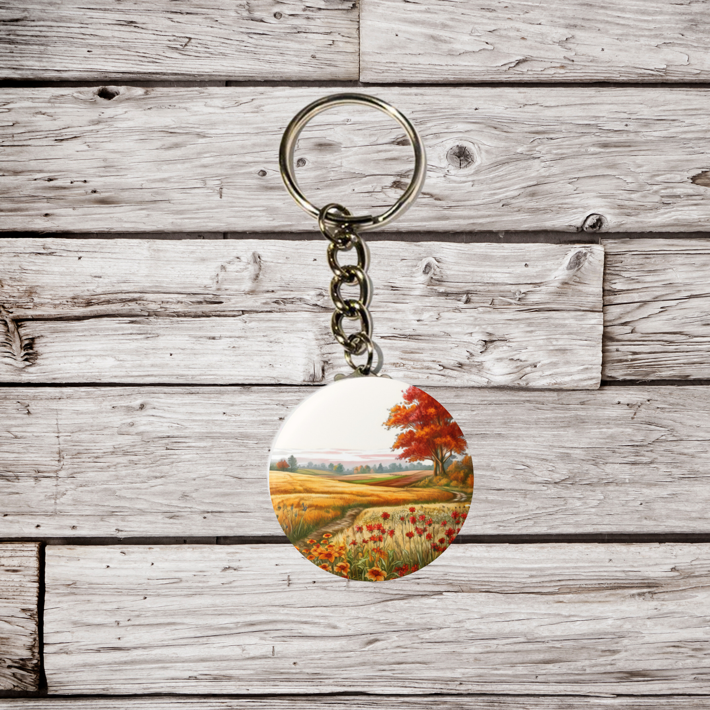 Autumn Fields Pin Back Button, Magnet, Keychain