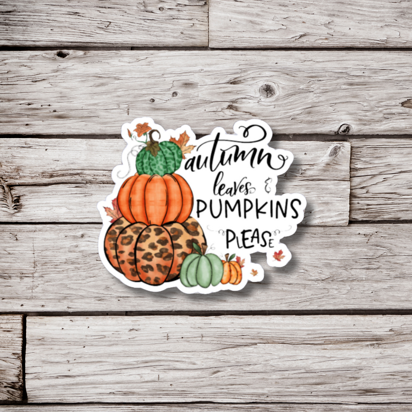 Autumn Leaves and Pumpkins Please Sticker