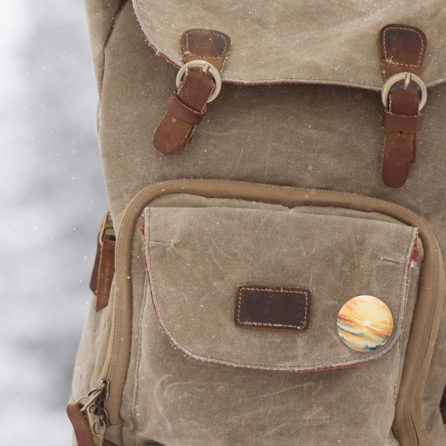 Beach Landscape Pin Back Button, Magnet, Keychain