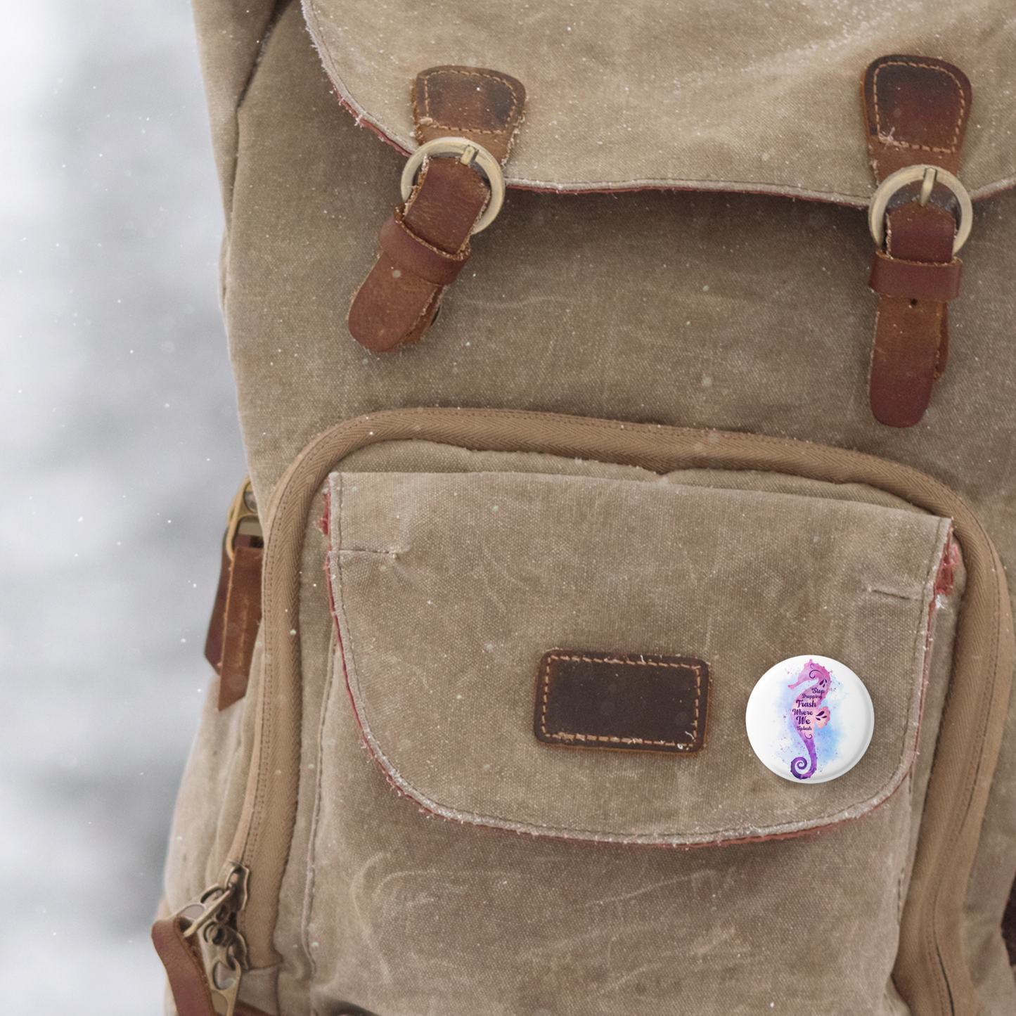 Stop Dropping Trash Where We Splash Pin Back Button, Magnet, Keychain